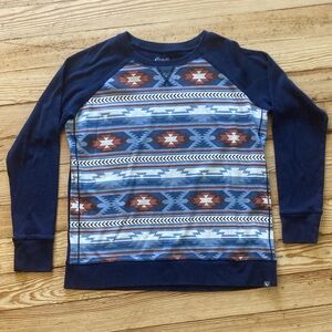 Navy Sweater with Aztec Stripe Front Design